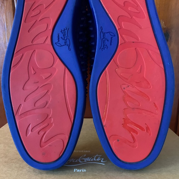 Christian Louboutin Louis Spike Flat Atlantic Blue EU 43 US 10 - Picture 8 of 13